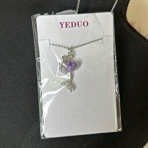 NEW MERMAID SILVER AND PURPLE NECKLACE